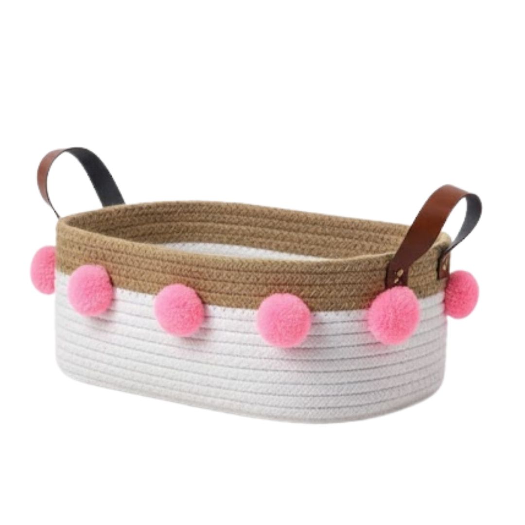 Stylish Eco-Friendly Pompoms Cotton Rope Baskets